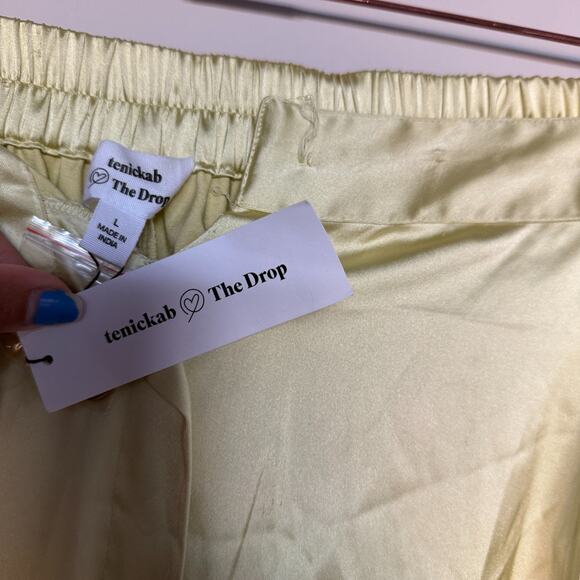 The Drop Womens Wide Leg Satin Pants by @tenickab Large Pale Green Citycore NEW - Picture 7 of 9